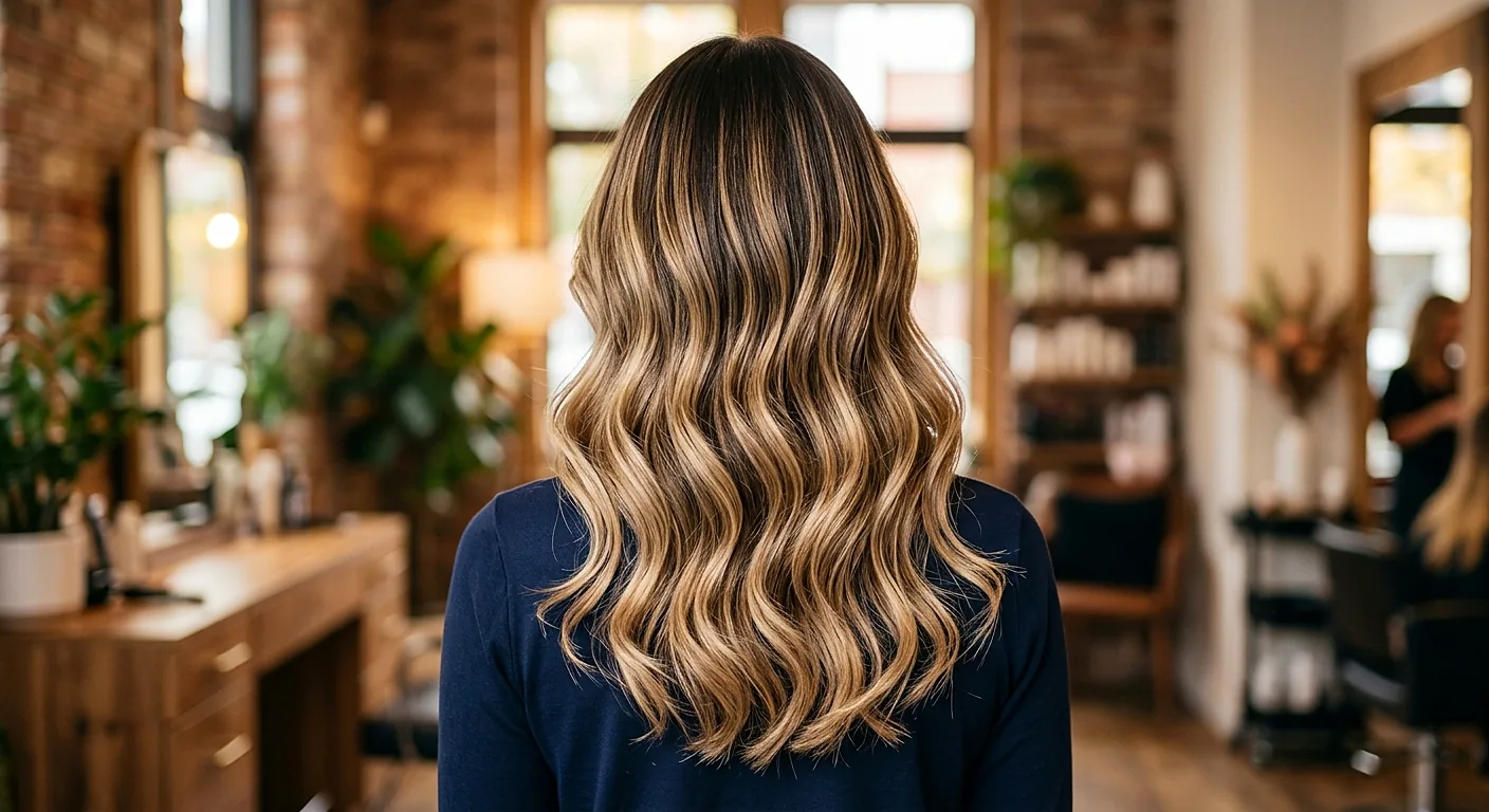 Balayage-Ergebnis mit weichen Wellen